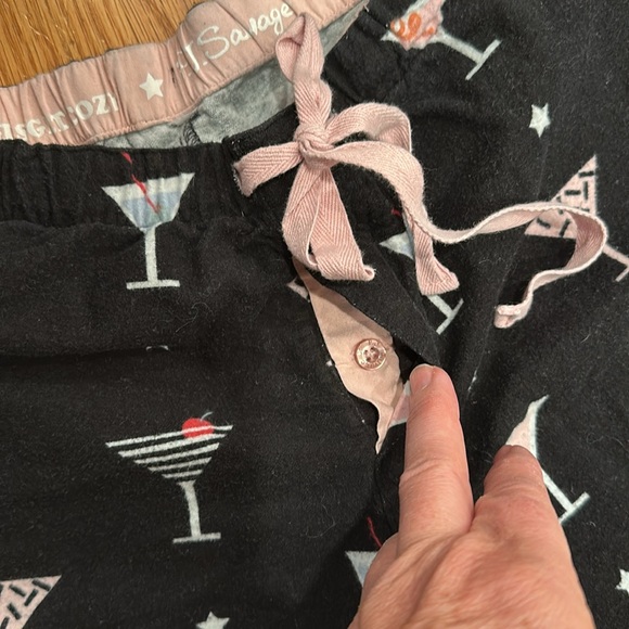 PJ Salvage pajama bottoms, black with martini glasses, size XS or S, soft, cozy. - Picture 7 of 8